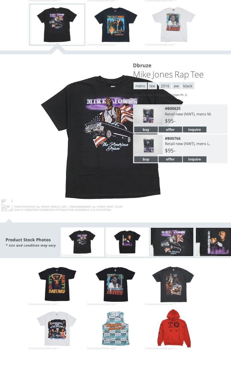 Archived Heatclub product listing for a Mike Jones apparel design